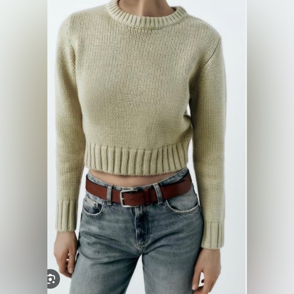 NWT Zara Wool Blend Knit cropped sweater sz L - Picture 6 of 6